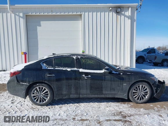 2018 Infiniti Q50 3.0t LUXE with VIN JN1EV7AR5JM445635, listed as a IAAI auction lot 41287362 with 58,703 mi miles. Bid and sale history available at carsss.com. Image 14.