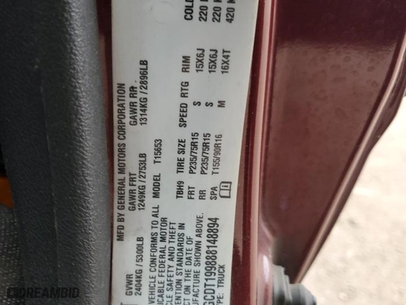 2008 Chevrolet Colorado Work Truck with VIN 1GCDT199888148894, listed as a Copart auction lot 48046945 with 108,441 mi miles and Clean Title. Bid and sale history available at carsss.com. Image 11.