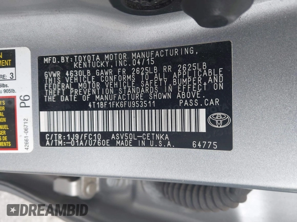 2015 Toyota Camry XLE z VIN 4T1BF1FK6FU953511, wystawiony jako IAAI lot #42377050 z przebiegiem 160 781 mil mil oraz . Historia ofert i sprzedaży dostępna na DreamBid. Obrazek 9.
