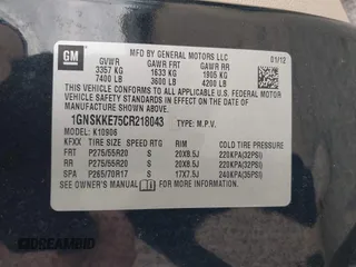 2012 Chevrolet Suburban LTZ z VIN 1GNSKKE75CR218043, wystawiony jako IAAI lot #42118487 z przebiegiem 177 094 mil mil oraz . Historia ofert i sprzedaży dostępna na DreamBid. Obrazek 9.