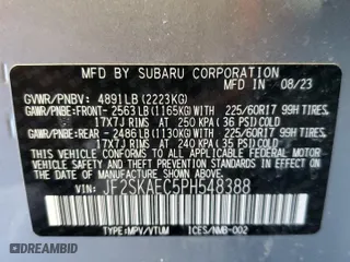 2023 Subaru Forester Premium with VIN JF2SKAEC5PH548388, listed as a Copart auction lot 52626965 with 11,519 mi miles and Salvage Title. Bid and sale history available at carsss.com. Image 13.
