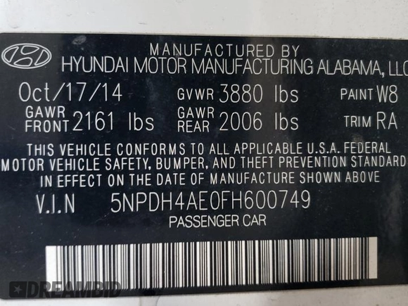 2015 Hyundai Elantra SE z VIN 5NPDH4AE0FH600749, wystawiony jako Copart lot #56636655 z przebiegiem 148 740 mil mil oraz Szkoda całkowita • Salvage title. Historia ofert i sprzedaży dostępna na DreamBid. Obrazek 12.