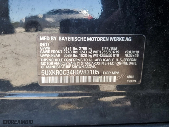 2017 BMW X5 xDrive35i with VIN 5UXKR0C34H0V83185, listed as a Copart auction lot 53764795 with 167,236 mi miles and Clean Title. Bid and sale history available at carsss.com. Image 13.