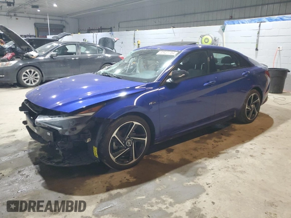 2023 Hyundai Elantra N Line z VIN KMHLR4AF6PU628978, wystawiony jako Copart lot #83431704 z przebiegiem 18 317 mil mil oraz Szkoda całkowita • Salvage title. Historia ofert i sprzedaży dostępna na DreamBid. Obrazek 1.