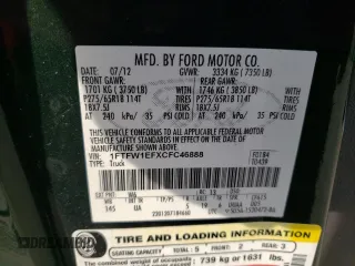 2012 Ford F-150 XL with VIN 1FTFW1EFXCFC46888, listed as a Copart auction lot 49045565 with 125,418 mi miles and Clean Title. Bid and sale history available at carsss.com. Image 12.
