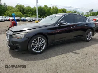 2018 Infiniti Q50 Luxe z VIN JN1EV7AR5JM437339, wystawiony jako Copart lot #58717895 z przebiegiem 109 474 mil mil oraz Czysty tytuł • Clean title. Historia ofert i sprzedaży dostępna na DreamBid. Obrazek 1.
