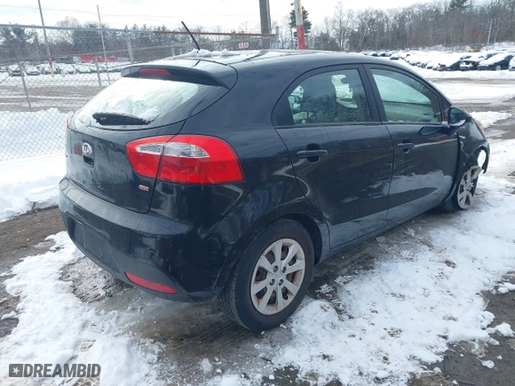 2013 Kia Rio LX with VIN KNADM5A37D6194117, listed as a IAAI auction lot 41522784 with 125,325 mi miles. Bid and sale history available at carsss.com. Image 4.