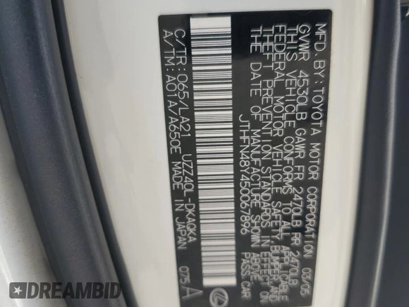 2005 Lexus SC 430 с VIN JTHFN48Y450067896, выставлен на аукционе Copart как лот 58501715 с пробегом 174 996 миль миль и Списание • Salvage title. История ставок и продаж доступна на DreamBid. Изображение 12.