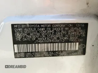 2017 Lexus IS 200t with VIN JTHBA1D23H5044112, listed as a Copart auction lot 49811355 with 116,226 mi miles and Salvage Title. Bid and sale history available at DreamBid. Image 12.