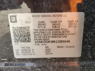 2018 Chevrolet Traverse LT Cloth z VIN 1GNERGKW6JJ265546, wystawiony jako Copart lot #46409545 z przebiegiem 116 079 mil mil oraz Szkoda całkowita • Salvage title. Historia ofert i sprzedaży dostępna na DreamBid. Obrazek 15.