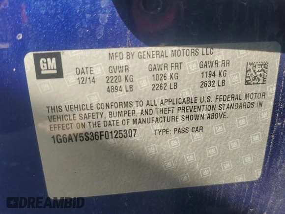 2015 Cadillac CTS Performance AWD with VIN 1G6AY5S36F0125307, listed as a Copart auction lot 69673874 with 147,315 mi miles and Salvage Title. Bid and sale history available at DreamBid. Image 14.