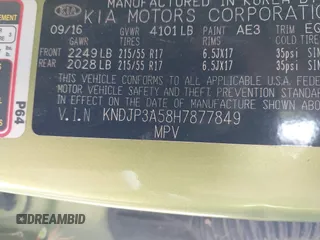 2017 Kia Soul + with VIN KNDJP3A58H7877849, listed as a IAAI auction lot 41932260 with 166,557 mi miles. Bid and sale history available at carsss.com. Image 9.