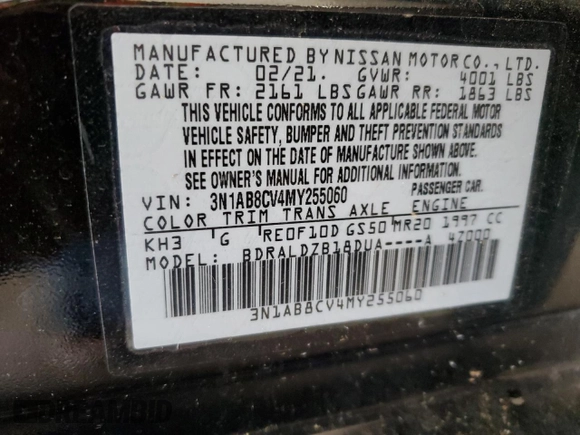 2021 Nissan Sentra SV with VIN 3N1AB8CV4MY255060, listed as a Copart auction lot 56743025 with 77,570 mi miles and Salvage title. Bid and sale history available at DreamBid. Image 12.