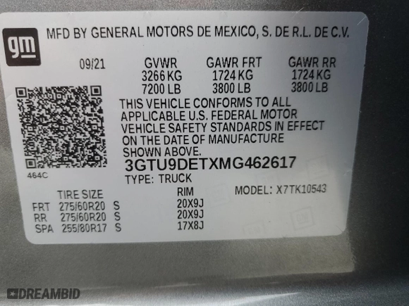 2021 GMC Sierra 1500 SLT with VIN 3GTU9DETXMG462617, listed as a Copart auction lot 73924484 with 42,740 mi miles and Non Repairable. Bid and sale history available at carsss.com. Image 12.