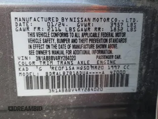 2024 Nissan Sentra S with VIN 3N1AB8BV4RY284020, listed as a Copart auction lot 50609485 with 48,950 mi miles and Salvage Title. Bid and sale history available at DreamBid. Image 13.