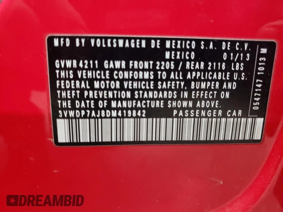 2013 Volkswagen Jetta SE with VIN 3VWDP7AJ8DM419842, listed as a Copart auction lot 81821304 with 159,742 mi miles and Clean title. Bid and sale history available at DreamBid. Image 13.