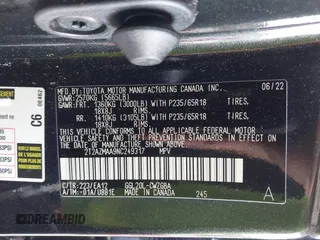 2022 Lexus RX 350 with VIN 2T2AZMAA9NC249317, listed as a IAAI auction lot 42600661 with 37,753 mi miles and . Bid and sale history available at DreamBid. Image 9.