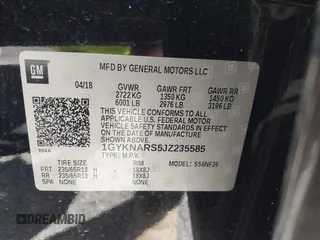 2018 Cadillac XT5 FWD with VIN 1GYKNARS5JZ235585, listed as a IAAI auction lot 41607440 with 77,220 mi miles and . Bid and sale history available at DreamBid. Image 9.