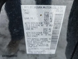 2014 Nissan Pathfinder S with VIN 5N1AR2MM7EC727589, listed as a IAAI auction lot 41360143 with 76,268 mi miles. Bid and sale history available at carsss.com. Image 9.