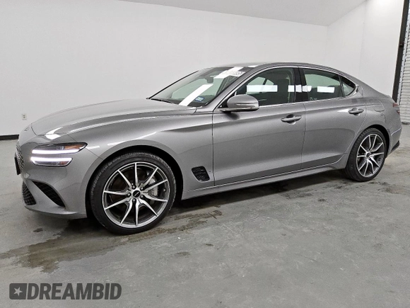 2025 Genesis G70 2.5T with VIN KMTG34SC2SU151097, listed as a Copart auction lot 60698895 with 10,345 mi miles and Clean title. Bid and sale history available at DreamBid. Image 1.