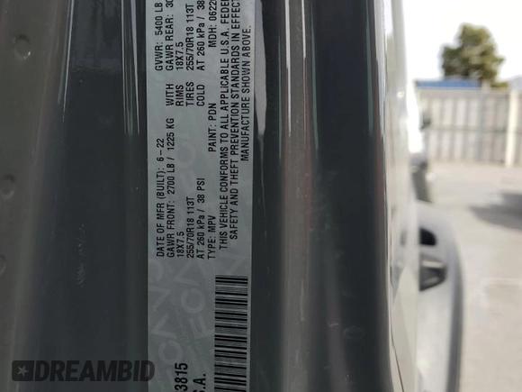 2022 Jeep Wrangler Unlimited Sport with VIN 1C4HJXDN9NW163815, listed as a Copart auction lot 41976415 with 48,078 mi miles and Salvage title. Bid and sale history available at DreamBid. Image 13.