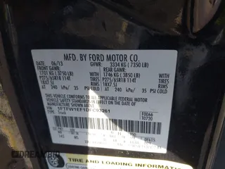 2013 Ford F-150 XL with VIN 1FTFW1EF1DFC93261, listed as a IAAI auction lot 41775876 with 49,767 mi miles. Bid and sale history available at carsss.com. Image 9.