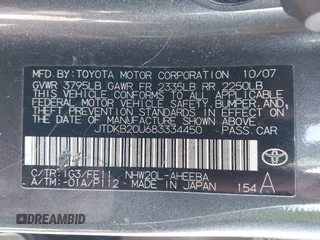 2008 Toyota Prius with VIN JTDKB20U683334450, listed as a IAAI auction lot 42105330 with 197,834 mi miles and . Bid and sale history available at DreamBid. Image 9.