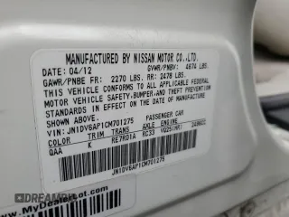 2012 Infiniti G25 Journey with VIN JN1DV6AP1CM701275, listed as a Copart auction lot 54253555 with 113,662 mi miles and Salvage title. Bid and sale history available at DreamBid. Image 12.