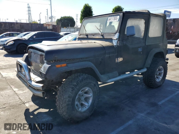 1992 Jeep Wrangler with VIN 2J4FY29S5NJ505850, listed as a Copart auction lot 64117655 with 93,250 mi miles and Clean title. Bid and sale history available at DreamBid. Image 1.