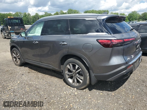 2023 Infiniti QX60 Luxe with VIN 5N1DL1FS2PC370426, listed as a Copart auction lot 57087685 with 14,344 mi miles and Salvage title. Bid and sale history available at DreamBid. Image 2.