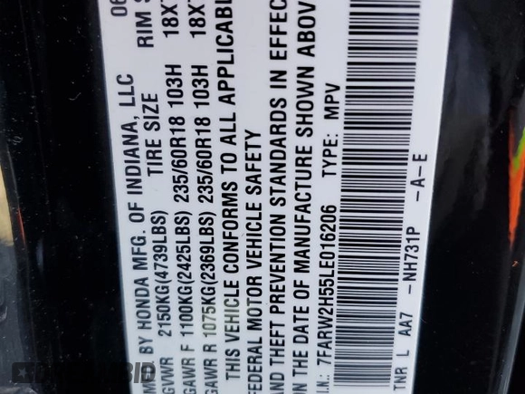 2020 Honda CR-V EX with VIN 7FARW2H55LE016206, listed as a Copart auction lot 50127225 with 28,230 mi miles and Salvage Title. Bid and sale history available at carsss.com. Image 13.