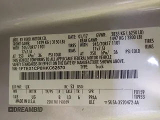 2017 Ford F-150 XL with VIN 1FTEX1CP0HKC62570, listed as a IAAI auction lot 41756349 with 77,915 mi miles. Bid and sale history available at carsss.com. Image 9.
