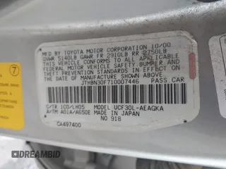 2001 Lexus LS 430 z VIN JTHBN30F710007446, wystawiony jako IAAI lot #42219047 z przebiegiem Nie podano mil oraz . Historia ofert i sprzedaży dostępna na DreamBid. Obrazek 9.