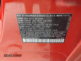 2018 Volkswagen Tiguan S с VIN 3VV1B7AX8JM090047, выставлен на аукционе IAAI как лот 42184116 с пробегом 121 085 миль миль и . История ставок и продаж доступна на DreamBid. Изображение 9.