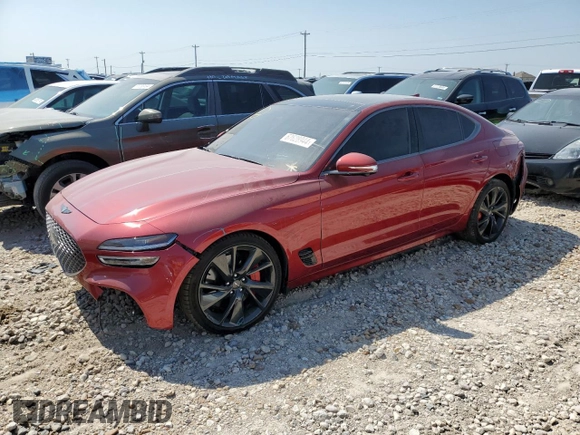 2023 Genesis G70 3.3T with VIN KMTG54TE1PU128010, listed as a Copart auction lot 67628944 with 11,307 mi miles and Salvage Title. Bid and sale history available at carsss.com. Image 1.
