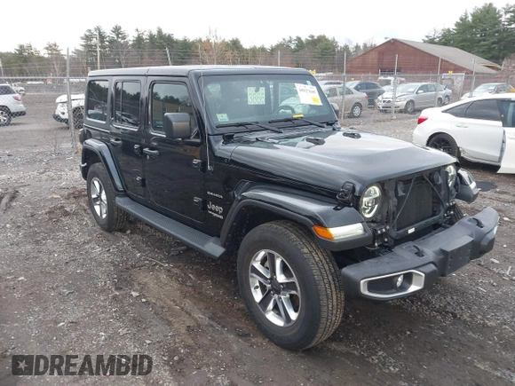 2022 Jeep Wrangler Unlimited Sahara with VIN 1C4HJXEG4NW186063, listed as a IAAI auction lot 40927600 with 22,430 mi miles and . Bid and sale history available at DreamBid. Image 1.