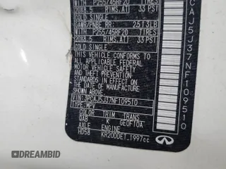 2022 Infiniti QX55 Luxe с VIN 3PCAJ5J37NF109510, выставлен на аукционе Copart как лот 48935293 с пробегом 16 944 миль миль и . История ставок и продаж доступна на DreamBid. Изображение 14.