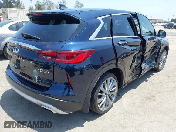 2025 Infiniti QX50 Pure with VIN 3PCAJ5AB8SF108675, listed as a IAAI auction lot 42358485 with 2,321 mi miles and . Bid and sale history available at DreamBid. Image 4.