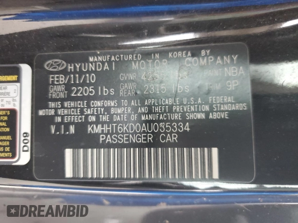 2010 Hyundai Genesis Coupe с VIN KMHHT6KD0AU035334, выставлен на аукционе Copart как лот 59239695 с пробегом 88 910 миль миль и На запчасти • Non repairable. История ставок и продаж доступна на DreamBid. Изображение 13.