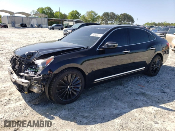 2014 Hyundai Equus Signature with VIN KMHGH4JH8EU073826, listed as a Copart auction lot 52123215 with 144,477 mi miles and Salvage Title. Bid and sale history available at DreamBid. Image 1.