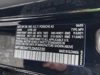 2020 Porsche Cayenne E-Hybrid with VIN WP1BE2AY7LDA55230, listed as a IAAI auction lot 41674908 with 39,903 mi miles and . Bid and sale history available at DreamBid. Image 9.