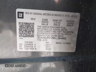 2019 GMC Terrain SLT with VIN 3GKALPEV5KL164461, listed as a IAAI auction lot 41913085 with 108,532 mi miles. Bid and sale history available at carsss.com. Image 9.