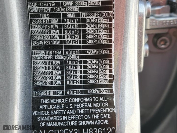 2020 Land Rover Discovery Sport SE with VIN SALCP2FX3LH836120, listed as a Copart auction lot 46654465 with 55,300 mi miles and Non Repairable. Bid and sale history available at carsss.com. Image 12.