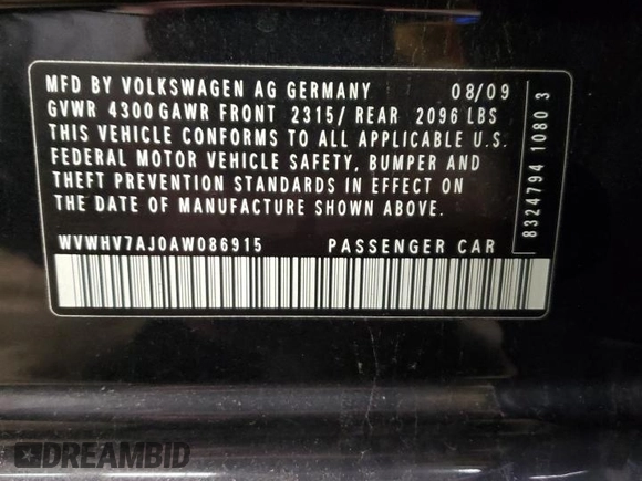 2010 Volkswagen GTI z VIN WVWHV7AJ0AW086915, wystawiony jako Copart lot #44431455 z przebiegiem 70 886 mil mil oraz Szkoda całkowita • Salvage title. Historia ofert i sprzedaży dostępna na DreamBid. Obrazek 13.