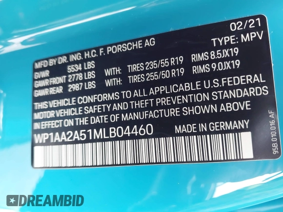 2021 Porsche Macan z VIN WP1AA2A51MLB04460, wystawiony jako IAAI lot #42259834 z przebiegiem 42 746 mil mil oraz . Historia ofert i sprzedaży dostępna na DreamBid. Obrazek 9.