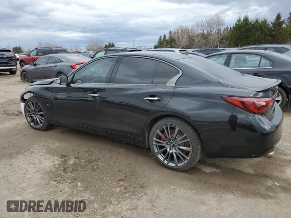 2021 Infiniti Q50 Red Sport 400 with VIN JN1FV7DR2MM880827, listed as a Copart auction lot 52089525 with 38,718 mi miles and Salvage title. Bid and sale history available at DreamBid. Image 2.