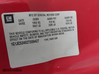 2002 Chevrolet Cavalier with VIN 1G1JC524627399427, listed as a IAAI auction lot 41473716 with 205,835 mi miles. Bid and sale history available at carsss.com. Image 9.