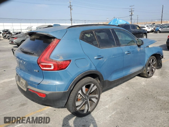 2024 Volvo XC40 Plus Dark Theme with VIN YV4L12UL9R2257599, listed as a Copart auction lot 41537295 with 10,323 mi miles and Salvage title. Bid and sale history available at DreamBid. Image 3.