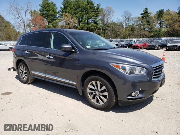 2013 Infiniti JX35 with VIN 5N1AL0MM0DC318399, listed as a Copart auction lot 53798305 with 114,356 mi miles and Clean Title. Bid and sale history available at DreamBid. Image 4.
