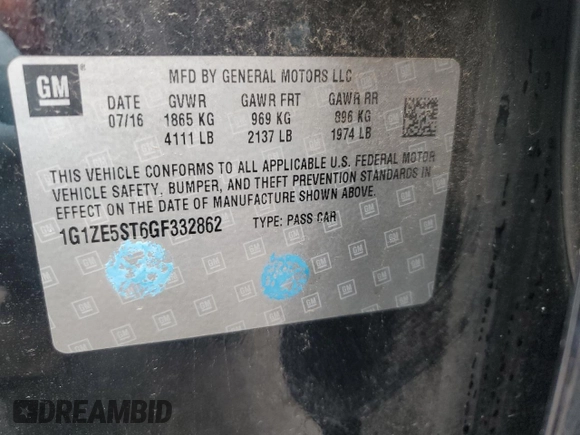 2016 Chevrolet Malibu LT with VIN 1G1ZE5ST6GF332862, listed as a Copart auction lot 49357745 with 61,991 mi miles and Salvage Title. Bid and sale history available at DreamBid. Image 14.